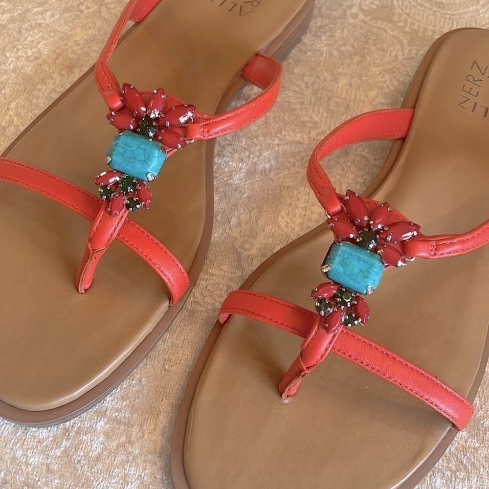 Brand New Naturalizer Melon Sorbet Embellished Felicity Sandals Slip On Thongs - Picture 6 of 14